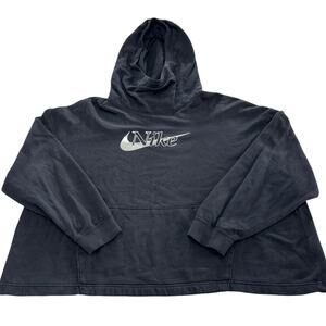 Nike Hoodie Womens XX Large Black Silver Icon Clash Funnel‎ Neck Pullover